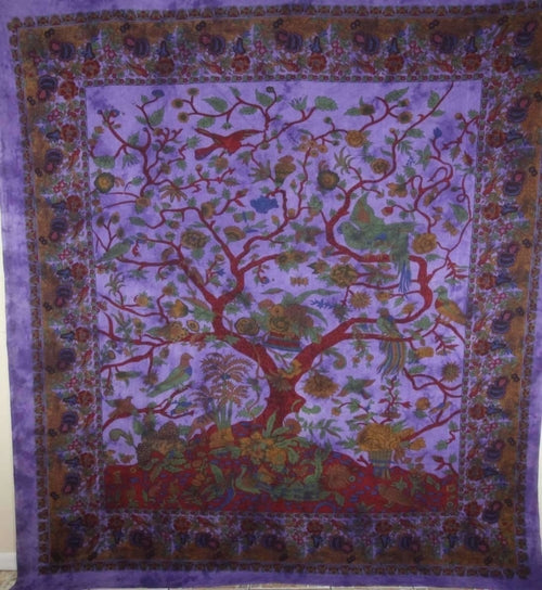 Violet Tree of Life Birds Tapestry