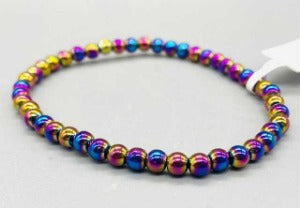 Hematite, Rainbow Bracelet 4mm