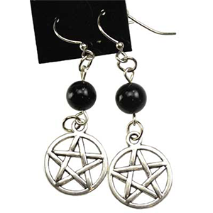 Black Onyx Pentagram Earrings - Wiccan Place