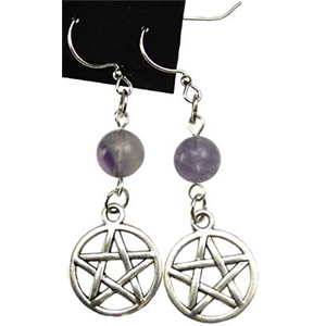 Fluorite Pentagram Earrings - Wiccan Place