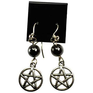 Hematite Pentagram earrings - Wiccan Place