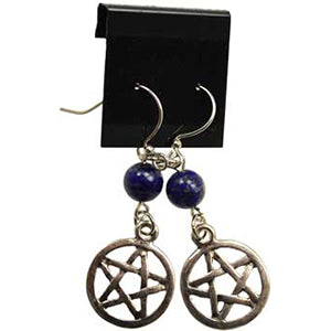 Lapis Pentagram earrings - Wiccan Place