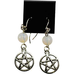 Opalite Pentagram earrings - Wiccan Place