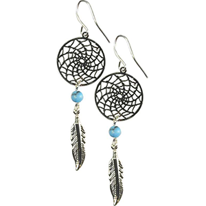 Dream Catcher Earring w/ Turquoise - Wiccan Place
