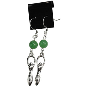 Green Aventurine Goddess Earrings - Wiccan Place