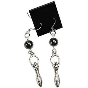 Hematite Goddess Earrings - Wiccan Place
