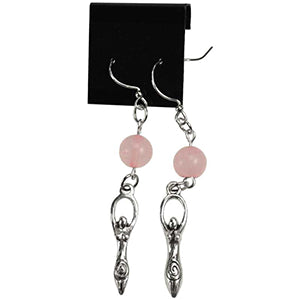 Rose Quartz Goddess earrings - Wiccan Place