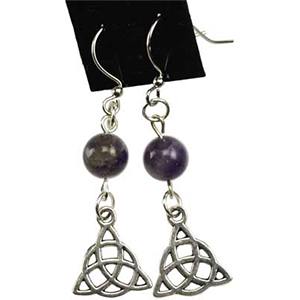 Amethyst Triquetra earrings - Wiccan Place