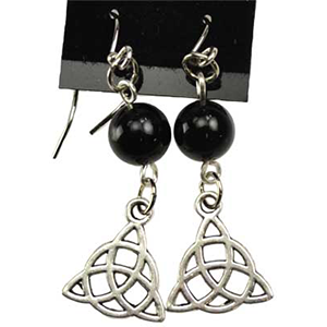 Black Onyx Triquetra Earrings - Wiccan Place