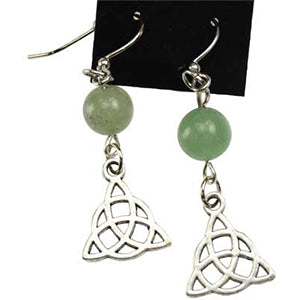 Green Aventurine Triquetra Earrings - Wiccan Place