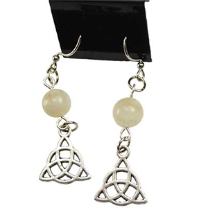 Moonstone Triquetra earrings - Wiccan Place