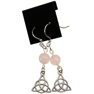 Rose Quartz Triquetra earrings - Wiccan Place