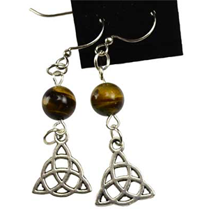 Tiger's Eye Triquetra earrings - Wiccan Place