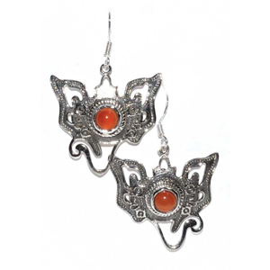Sterling Silver Ganesha carnelian earrings 22mm - Wiccan Place