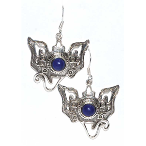Sterling Silver Ganesha lapis lazuli earrings 22mm - Wiccan Place