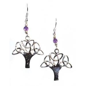 Sterling Silver tree amethyst earrings 1 1/4" - Wiccan Place