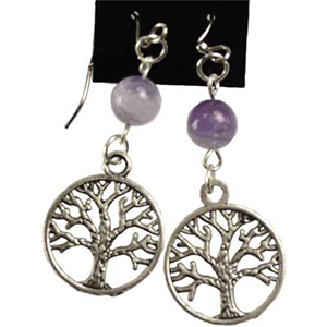 Amethyst Tree of Life Earrings - Wiccan Place