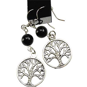 Black Onyx Tree of Life Earrings - Wiccan Place