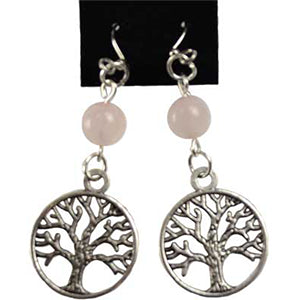 Rose Quartz Tree of Life earrings - Wiccan Place