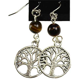 Tigers Eye Tree of Life earrings - Wiccan Place