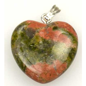 Unakite heart pendant 3/4" (20mm) - Wiccan Place