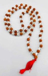 Rudraksha & Quartz Japa Mala Prayer Beads