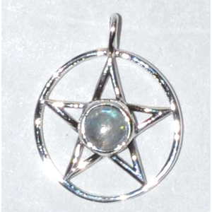 Pentagram Moonstone pendant 11/16 - Necklaces Pendants &