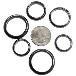 Rounded Hematite rings (50/bag), 6 mm - Wiccan Place