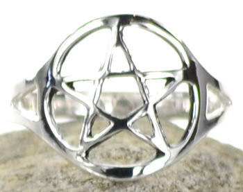 Silver plated brass Pentagram ring size 9 - Wiccan Place