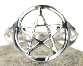 Silver plated brass Pentagram ring size 7 - Wiccan Place