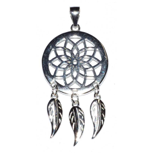 Sterling Silver Dreamcatcher pendant 3/4" - Wiccan Place