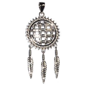 Flower of Life Dreamcatcher sterling silver pendant 3/4" - Wiccan Place