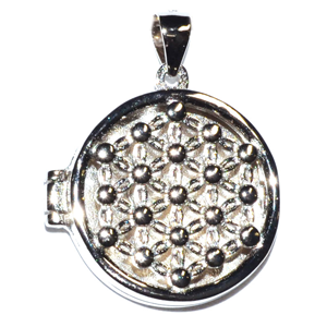 Flower of Life locket sterling silver pendant 3/4" - Wiccan Place