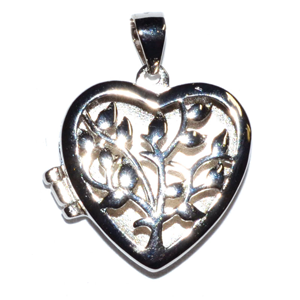 Tree Heart locket sterling silver pendant 3/4" - Wiccan Place