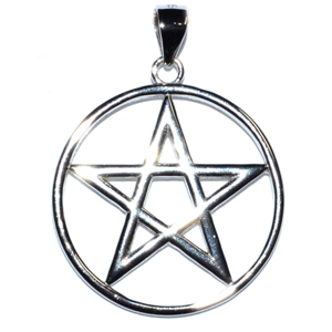 Pentagram sterling silver pendant 7/8" - Wiccan Place