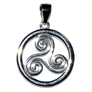 Trinity Spiral sterling silver pendant 5/8" - Wiccan Place