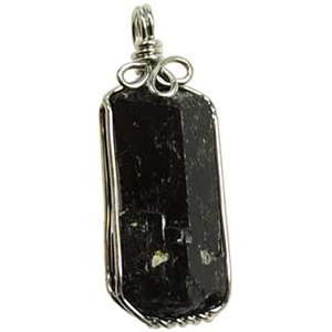 Black Tourmaline crystal point wire wrapped pendant - Wiccan Place