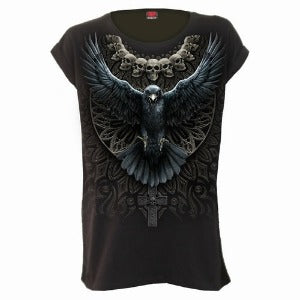 RAVEN SKULL - Turnup Sleeve Loosefit Tee