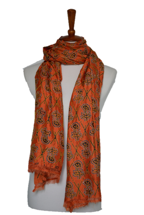 Limited edition - Embroidered Handwoven silk scarf