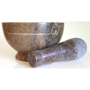 Natural mortar and pestle set 4" - Wiccan Place