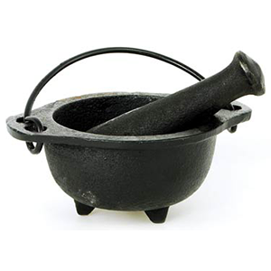 Cast Iron Cauldron Mortar and Pestle Set - Wiccan Place