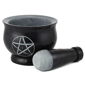 Black Pentagram mortar & Pestle set - Wiccan Place