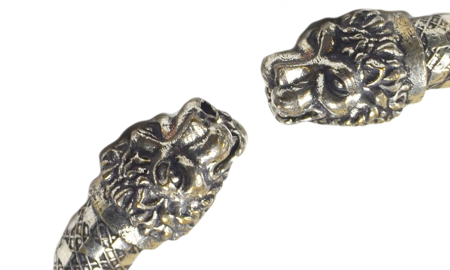 Antique Norse Lion Heads Viking Bracelet