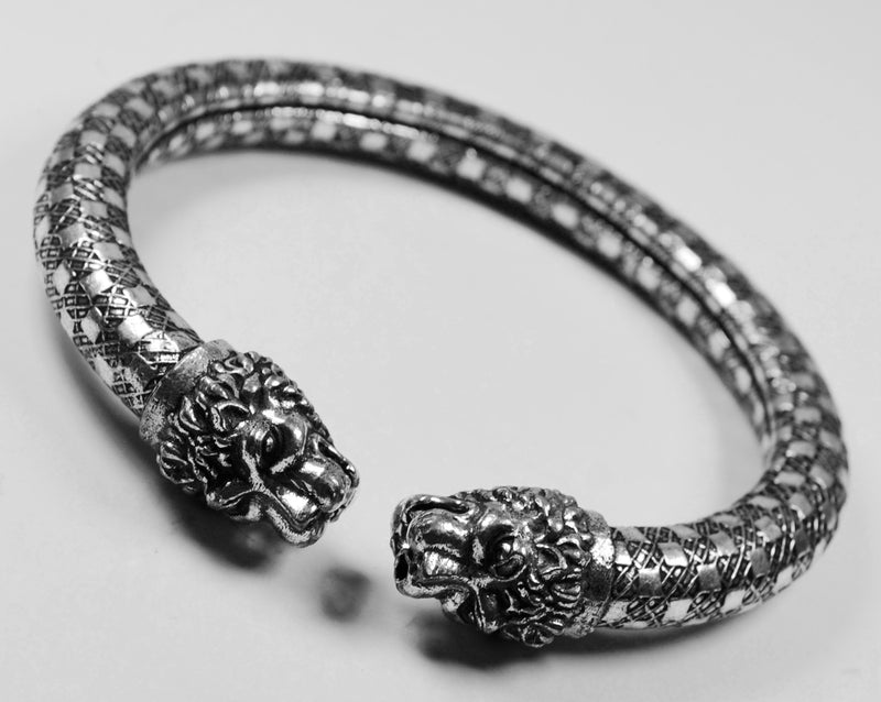 Antique Norse Lion Heads Viking Bracelet