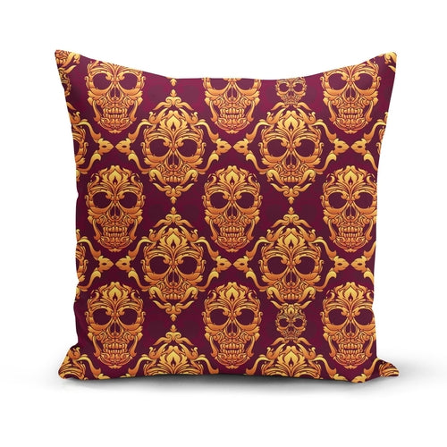 Magenta Orange Skulls Pillow Cover - 16x16 / Multicolored -