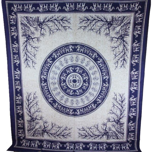 Navy Blue Tigers & Elephants Majestic Beasts Tapestry