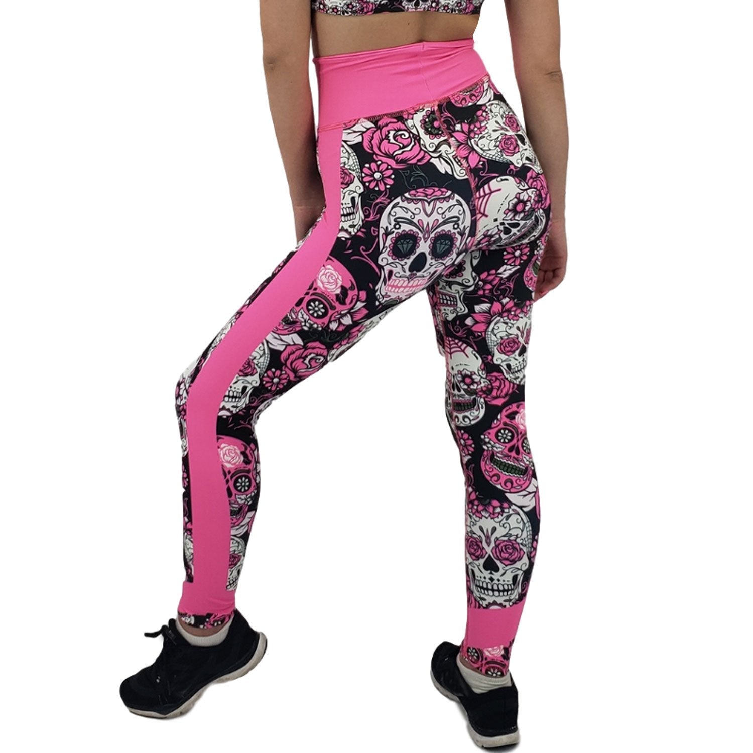 Neon Pink Sugar Skull Leggings