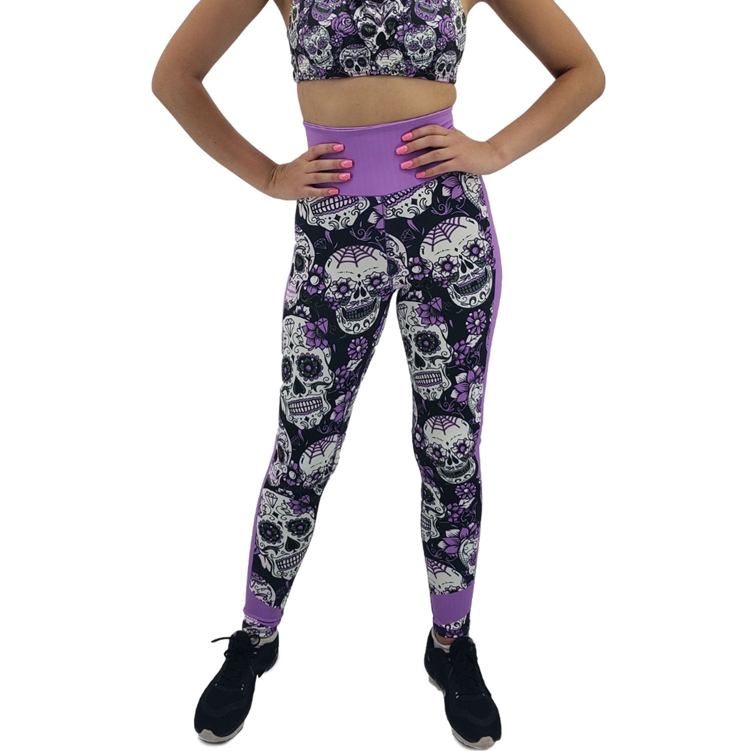 Neon Purple Sugar Skull Leggings