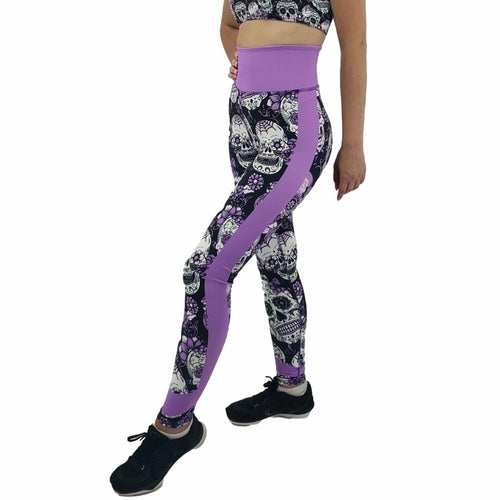 Neon Purple Sugar Skull Leggings