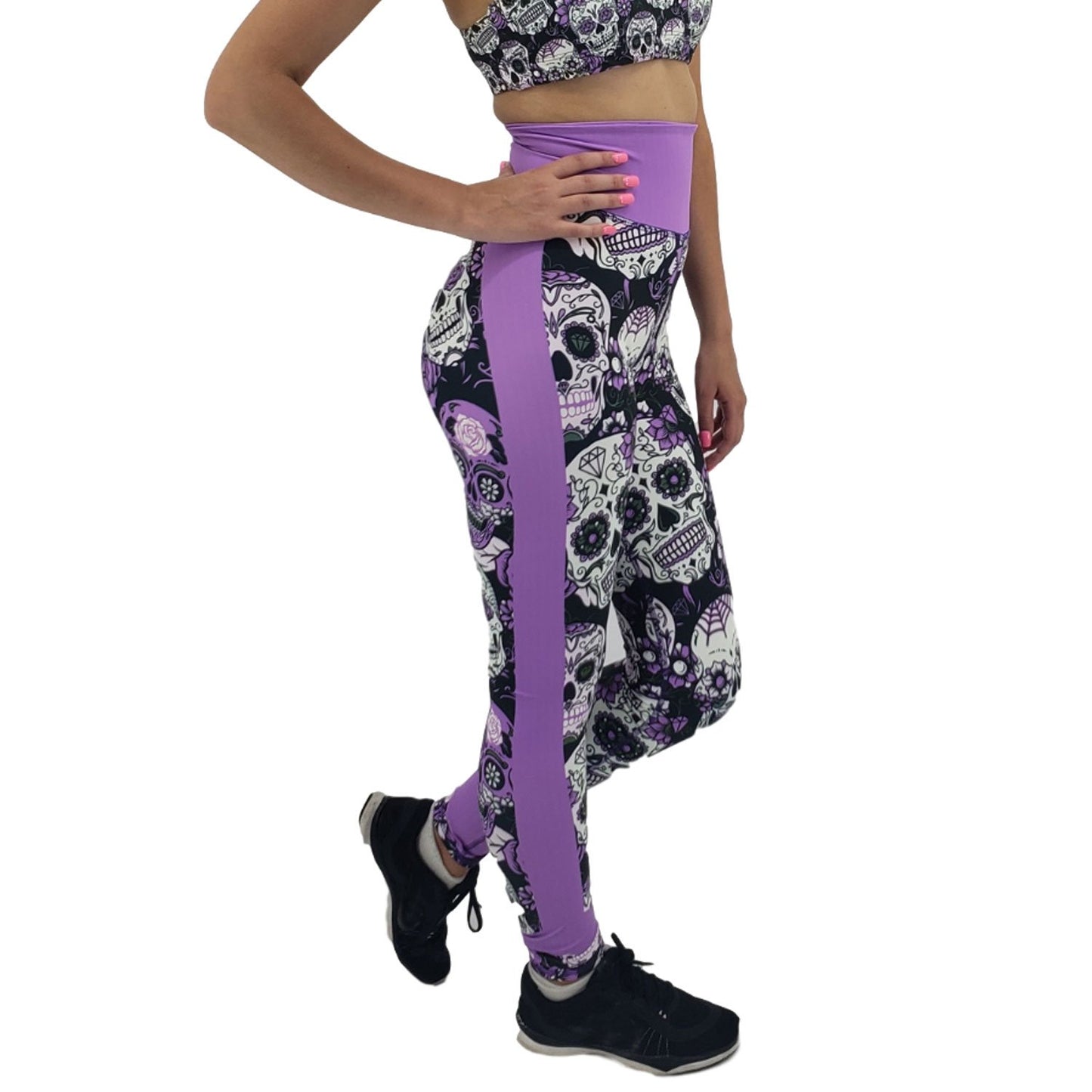 Neon Purple Sugar Skull Leggings